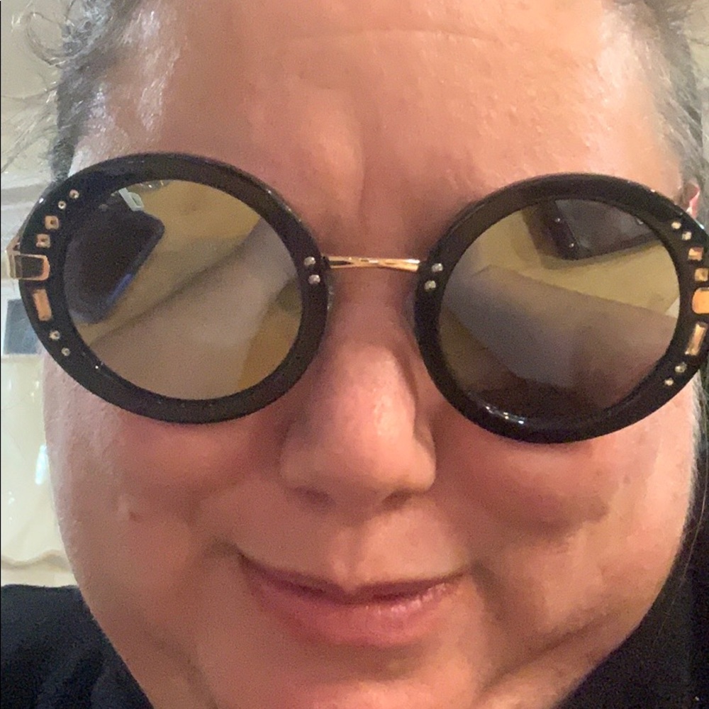New round crystal black sunglasses rue21
